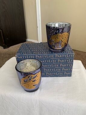 Partylite Whirling Leaves Tealight Holder Set Pair